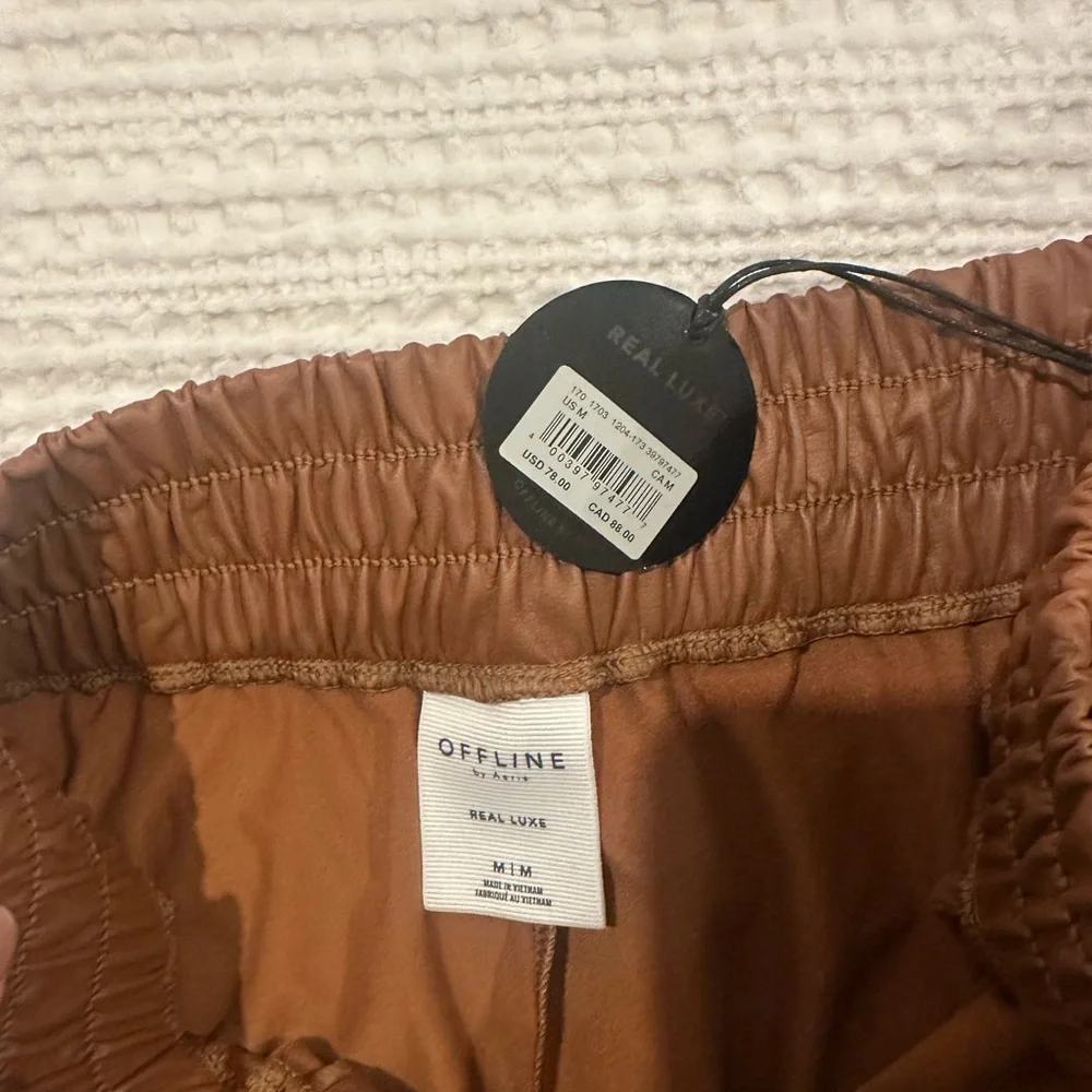 Aerie Faux Leather Wide Leg Pants in Brown - Picture 4 of 4